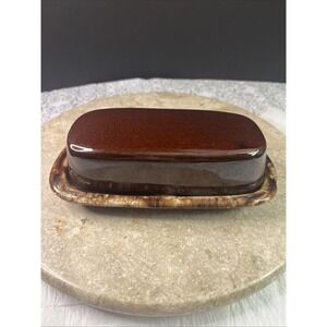 1970's Hull  Kathy Kale Brown Drip Glazed Pottery Butter Dish Excellent Cond